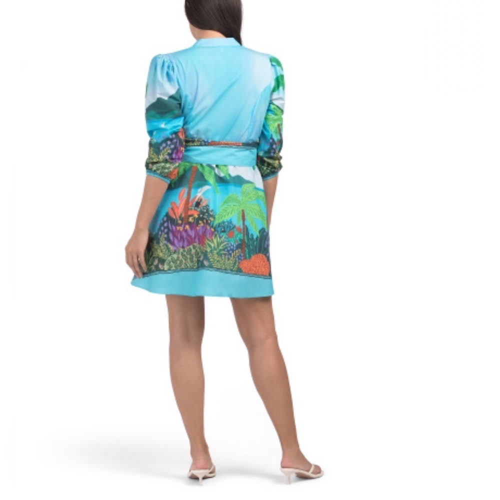 Tuckernuck Celina Moon Wrap Tropical Print Cotton Mini Dress Size Small NWT - Picture 8 of 8